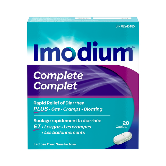 Imodium - Complete Rapid Relief of Diarrhea Plus Gas, Cramps, & Bloating | 20 Caplets