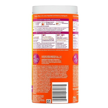 Metamucil - Thérapie multi-fibres santé - Fabriquée avec du vrai sucre 114 portions | 798g