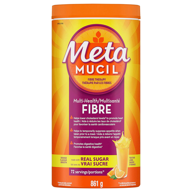 Metamucil - Poudre de fibres de sucre véritable Multi Health - Saveur orange | 861 g