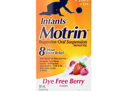 Motrin - Infants Motrin - 8 Hour Fever & Pain Relief for Up to 2 Years of Age  - Dye Free Berry Flavour | 30 mL