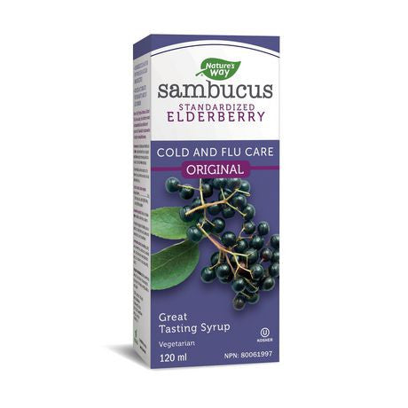 Nature's Way Sambucus Sirop standardisé de sureau original pour le rhume et la grippe | 120 ml