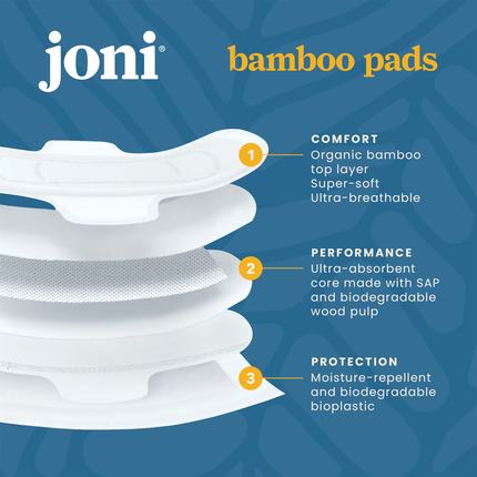 joni - Serviettes Normales en Bambou Bio | 12 Serviettes