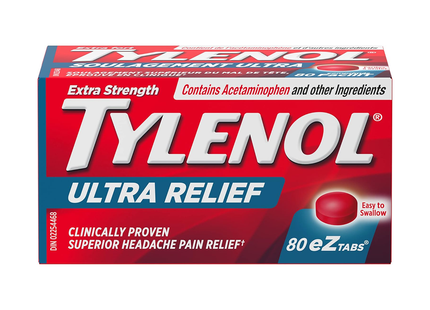 Tylenol - Acétaminophène Ultra Soulagement 500 mg + Caféine 65 mg | 80 onglets eZ 