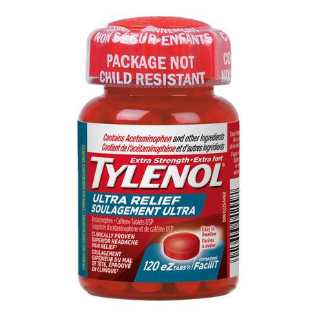 Tylenol Ultra Relief Acetaminophen 500 mg + Caffeine 65 mg  | 120 eZ tabs