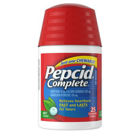 Comprimés antiacides à la menthe à croquer Pepcid Complete | 25 comprimés