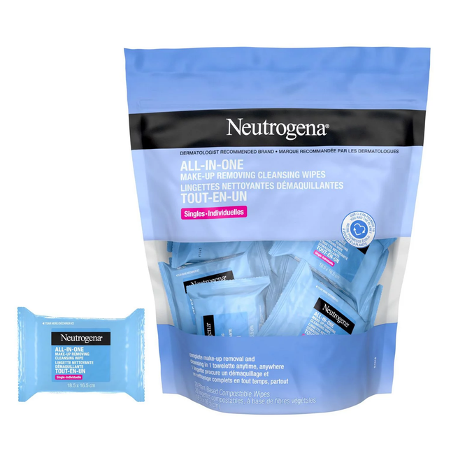 Neutrogena - Lingettes nettoyantes démaquillantes tout en un | 20 lingettes simples