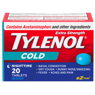 Comprimés Tylenol Extra Fort pour le rhume et la nuit | 20 comprimés