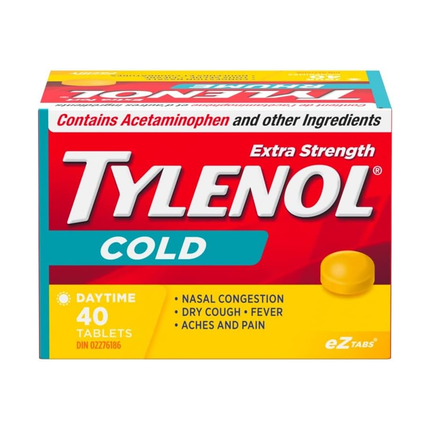 Tylenol - Comprimés extra forts contre le rhume pour la journée | 40 comprimés