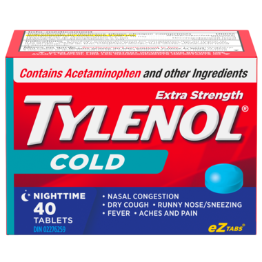 Comprimés Tylenol Extra Fort pour le rhume et la nuit | 40 comprimés