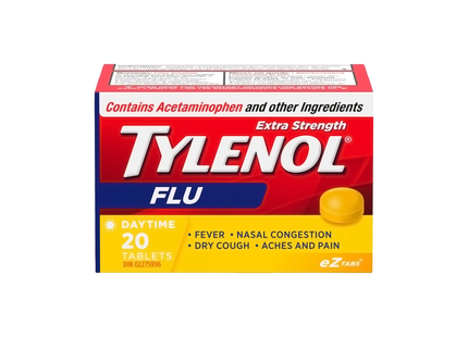Comprimés Tylenol Extra Forts pour Soulager la Grippe | 20 comprimés de jour