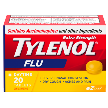 Comprimés Tylenol Extra Forts pour Soulager la Grippe | 20 comprimés de jour