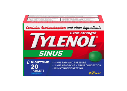 Comprimés nocturnes Tylenol extra-fort pour les sinus | 20 comprimés
