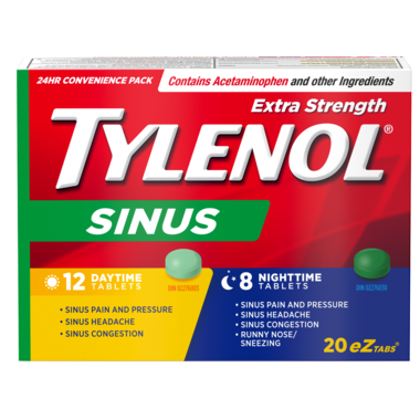 Comprimés Tylenol Extra Forts pour Sinus | 12 comprimés de jour + 8 comprimés de nuit