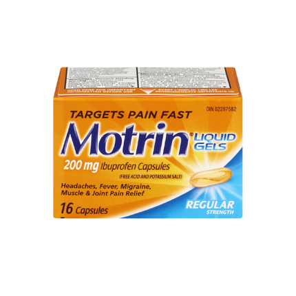Motrin - Regular Strength Ibuprofen Liquid Gels Capsules - 200 mg | 16 Capsules