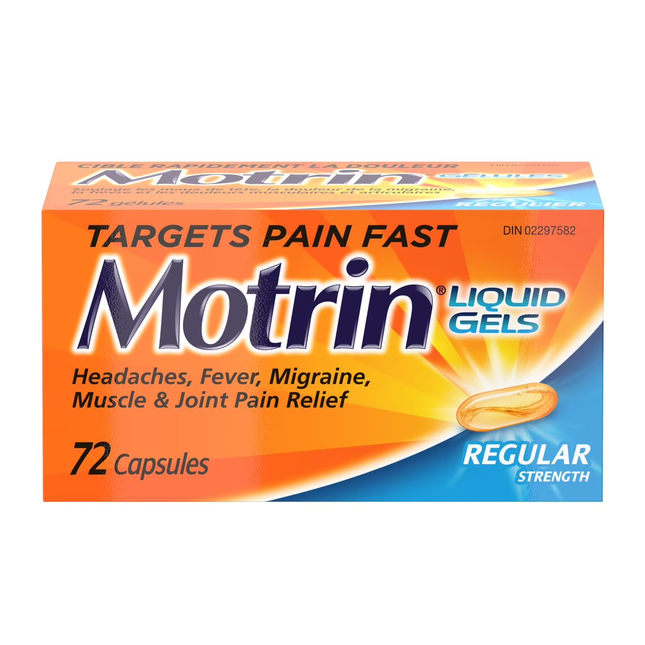 Motrin - Regular Strength Ibuprofen Liquid Gels Capsules - 200 mg | 72 Capsules