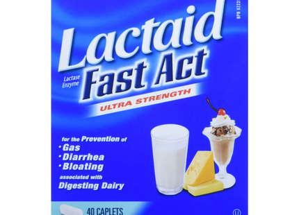 Lactaid - Enzyme lactase ultra-forte à action rapide | 40 comprimés