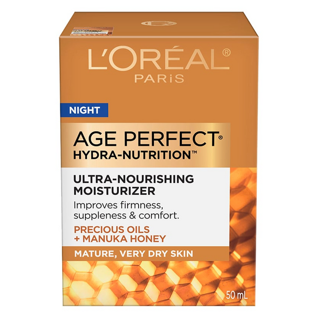 L'Oréal - Age Perfect Hydra-Nutrition Soin de Nuit Ultra-Nourrissant, Huiles Précieuses + Miel de Manuka | 50 mL