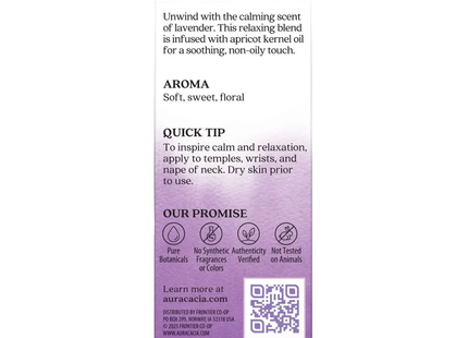 Aura Cacia - Roll-on d'huile essentielle relaxante à la lavande | 9,2 mL