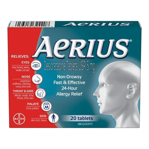 Aerius - Non somnolent - Comprimés de soulagement des allergies 24 heures | 20 comprimés