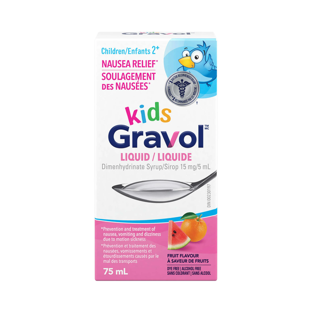 Gravol - Kids Dimenhydrinate Syrup, Fruit Flavour | 75 mL
