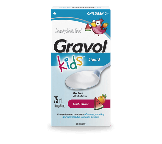 Gravol - Liquide dimenhydrinate à saveur de fruits pour enfants | 75 ml