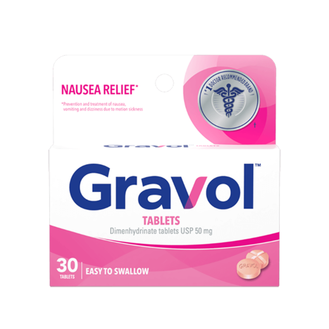 Gravol - Easy to Swallow Tablets 50 mg - Adults | 30 FilmKote Tablets