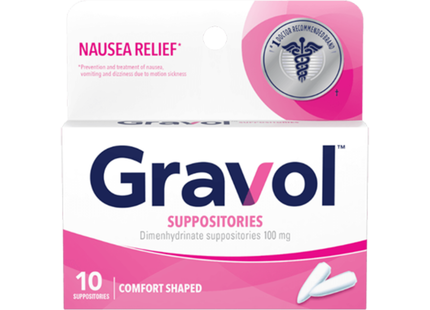 Gravol - Comfort Shaped Suppositories 100 mg - Adults | 10 Suppositories