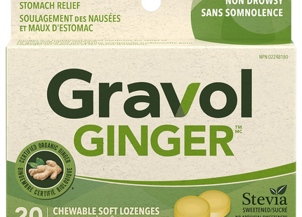 Gravol - Ginger Non-Drowsy Chewable Ginger Lozenges | 20 Soft Lozenges
