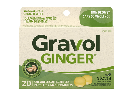 Gravol - Pastilles à croquer au gingembre sans somnolence | 20 pastilles douces