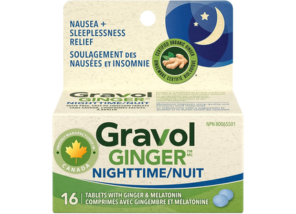 Gravol - Gingembre Nuit avec Mélatonine | 16 Comprimés