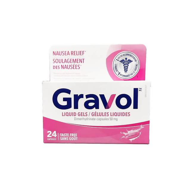 Gravol - Taste Free Liquid Gel Capsules 50 mg - Adults | 8 Capsules