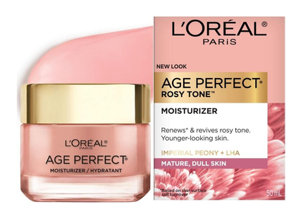 L'Oréal - Crème hydratante Age Perfect Rose Tone - Pivoine impériale + LHA pour peaux matures et ternes | 50 ml