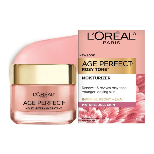 L'Oréal - Crème hydratante Age Perfect Rose Tone - Pivoine impériale + LHA pour peaux matures et ternes | 50 ml