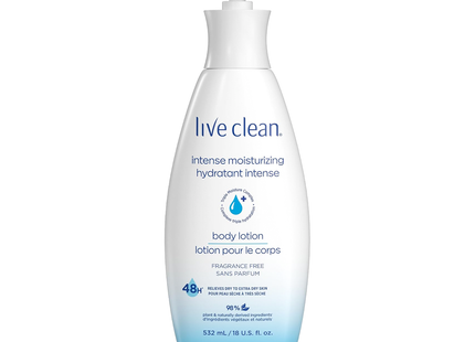 Live Clean - Intense Moisturizing Fragrance Free Body Lotion | 532 mL
