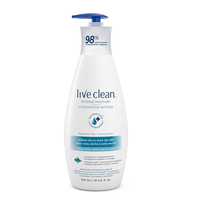 Lotion pour le corps sans parfum Live Clean Hydratation Intense | 532 ml