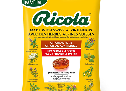 Ricola - Antitussif aux herbes de montagne/ Pastilles pour la gorge | 45 Pastilles - Pack Famille