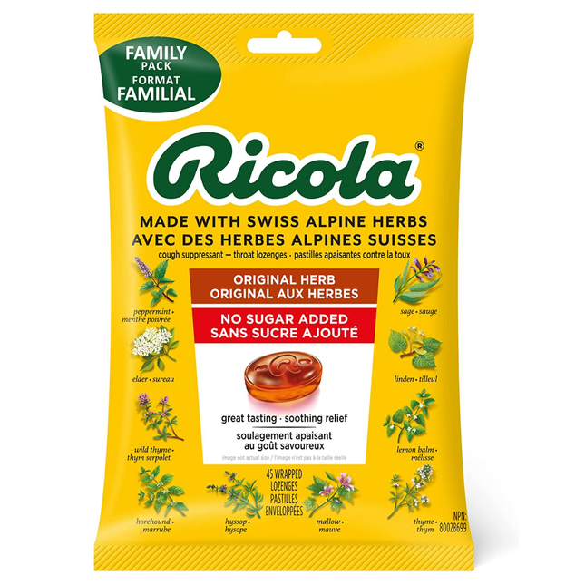 Ricola - Mountain Herb Cough Suppressant/Throat Lozenges | 45 Lozenges - Family Pack