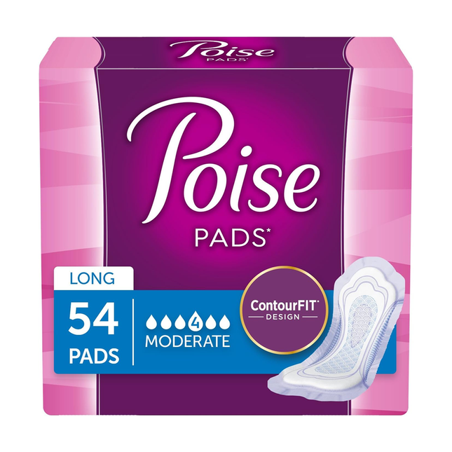 Poise - Incontinence Pads Moderate Absorbency, Long Length | 54 Pads
