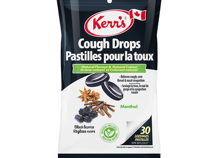 Kerr's - Cough Drops with Menthol - Black Licorice | 30 Lozenges