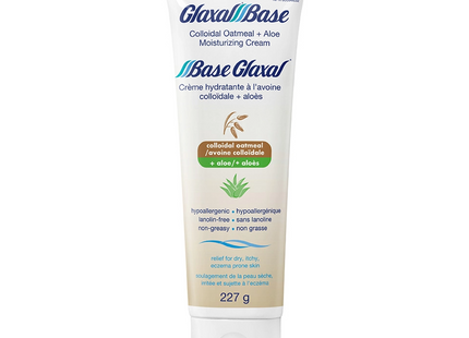Glaxal  Base - Colloidal Oatmeal + Aloe Moisturizing Cream for Dry, Itchy, Eczema Prone Skin | 227 g