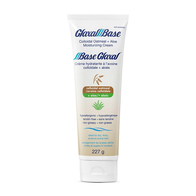 Glaxal Base - Crème hydratante à base d'avoine colloïdale et d'aloès pour peaux sèches, sujettes aux démangeaisons et à l'eczéma | 227 g