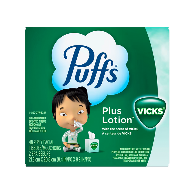 Vicks - Facial Tissues Plus Lotion with Vicks Scent 2 Ply | 48 Tissues