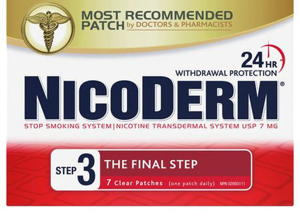 Nicoderm 7 mg Nicotine Transdermal Smoking Cessation System - Step 3 | 7 Clear Patches