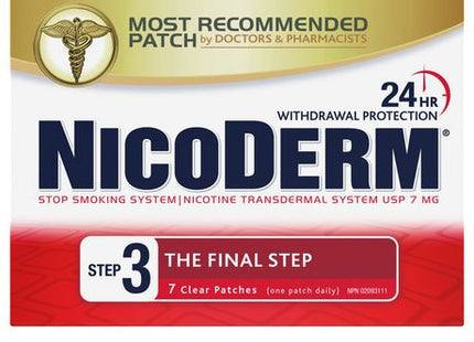 Nicoderm 7 mg Système transdermique d'abandon du tabac à la nicotine - Étape 3 | 7 correctifs clairs 