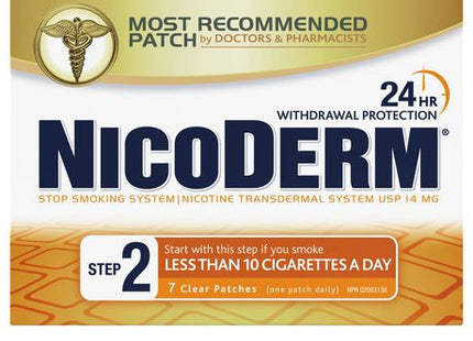 Nicoderm 14 mg Nicotine Transdermal Smoking Cessation System - Step 2 | 7 Clear Patches
