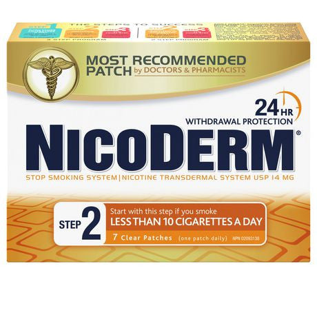 Nicoderm 14 mg Nicotine Transdermal Smoking Cessation System - Step 2 | 7 Clear Patches