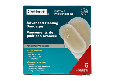 Option+ Advanced Healing Bandages, Assorted | 6 Bandages