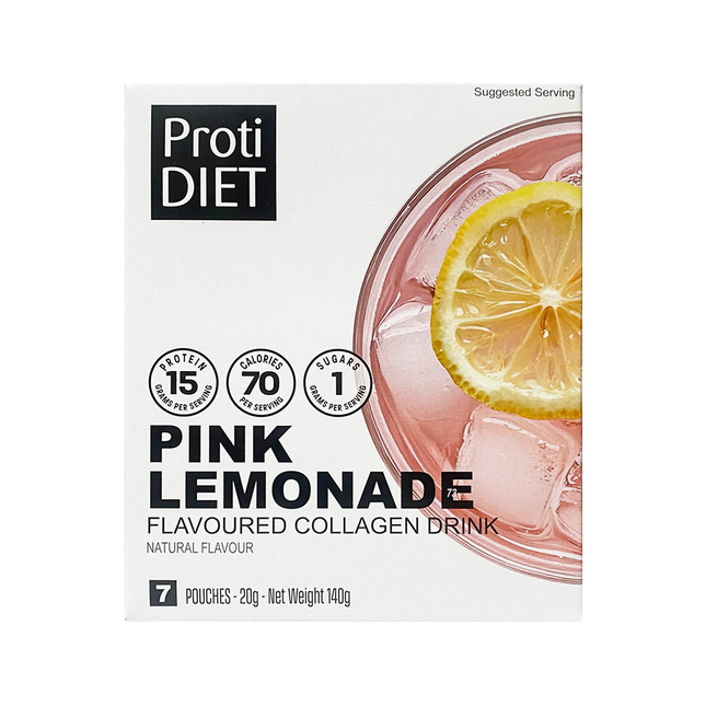 ProtiDiet - Pink Lemonade Flavoured Collagen Drink | 7 x 20g Pouches