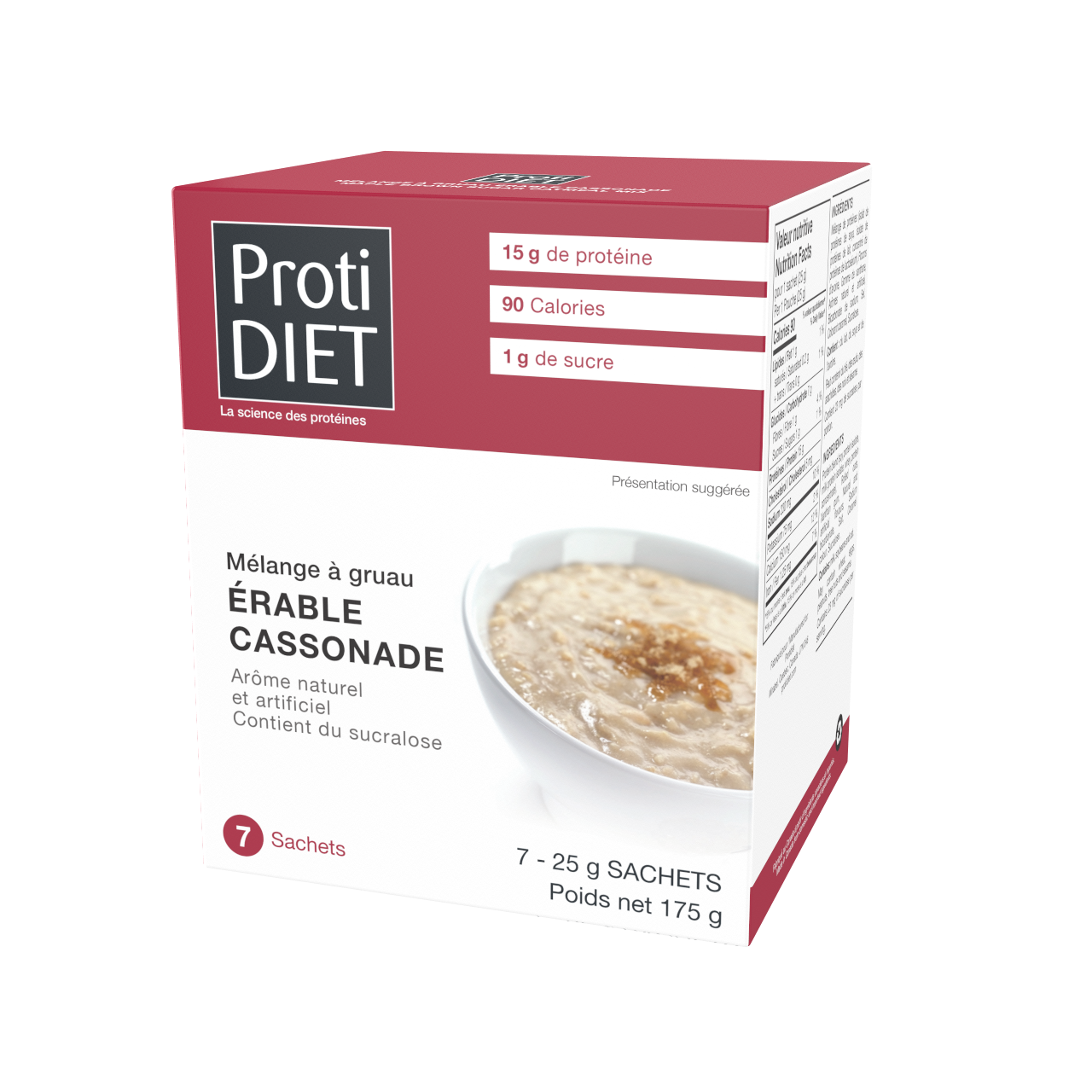 ProtiDiet - Maple Brown Sugar High Protein Oatmeal Mix | 7 x 25 g ...