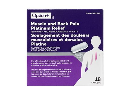Option+ Muscle and Back Pain Platinum Relief | 18 Caplets